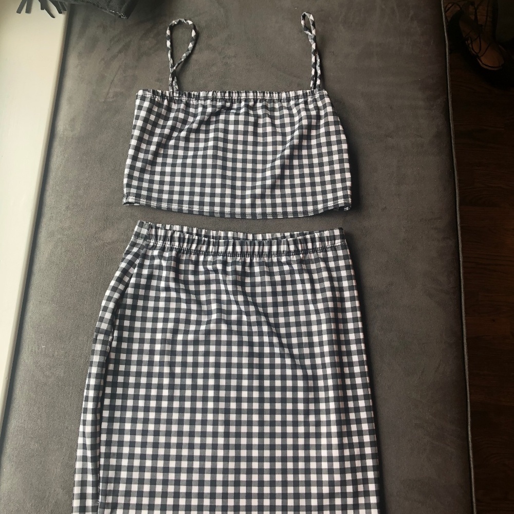 Checkered Two-Piece Bodycon Set
